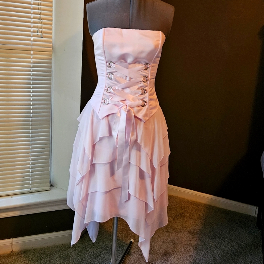 Jessica McClintock Pink Strapless Corset Dress Size 6